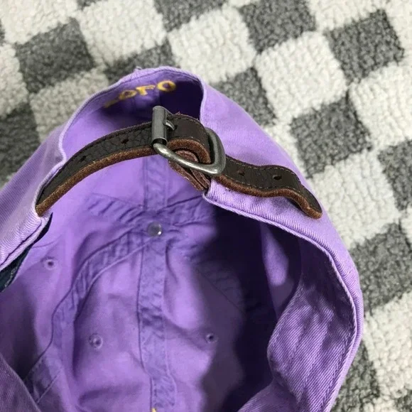 Polo Ralph Lauren Hat Cap Strap Back Purple Yellow Pony Embroidered Mens OS - Picture 8 of 9